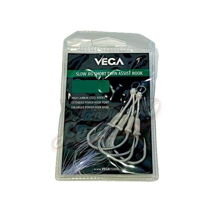 Vega Slow Jig Short Twin Assist Hook White Flash Nº4/0 2pcs