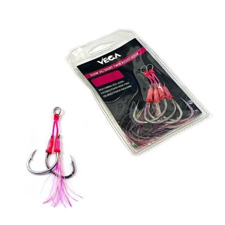Vega Slow Jig Short Twin Assist Hook Pink UV Nº1/0