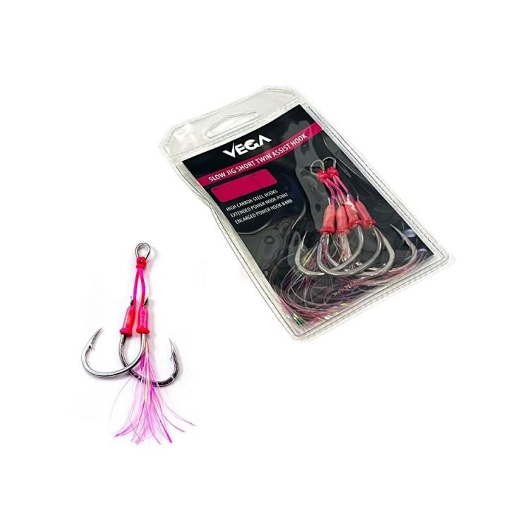 Vega Slow Jig Short Twin Assist Hook Pink UV Nº1/0