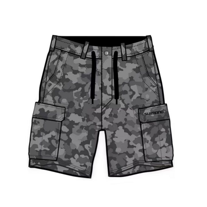 Shimano Cargo Shorts Grey Camo Tam. L