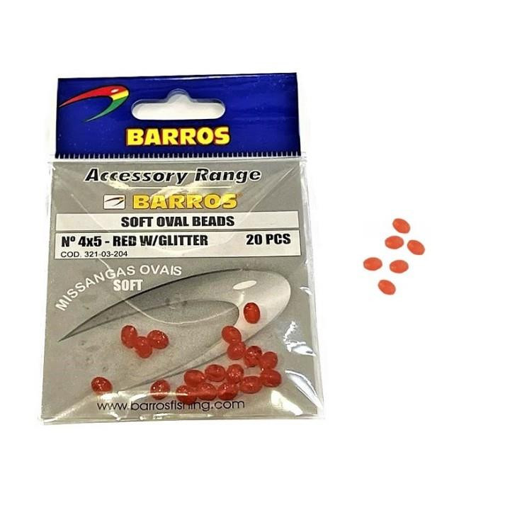 Barros Soft Oval Beads 4x5 Red Glitter